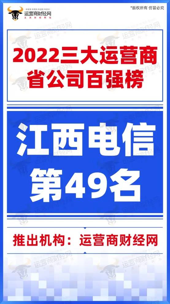 独家：“2022运营商省公司百强榜”已公布 江西电信排名第49